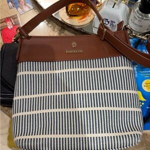 Spartina 449 Brown and Navy Striped Shoulder Bag